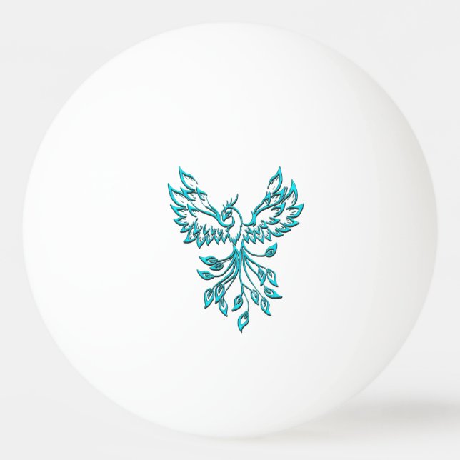 Teal Blue Phoenix Rises   Ping Pong Ball (Front)