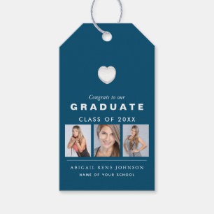 Teal Blue Photo Graduation Collage Graduate Gift Tags