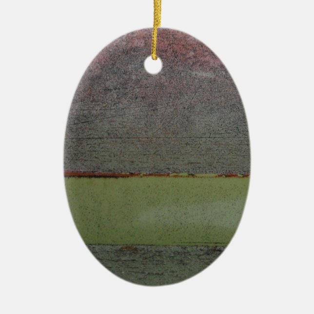 Teal Blue  Pink Green rusted Ceramic Ornament (Front)