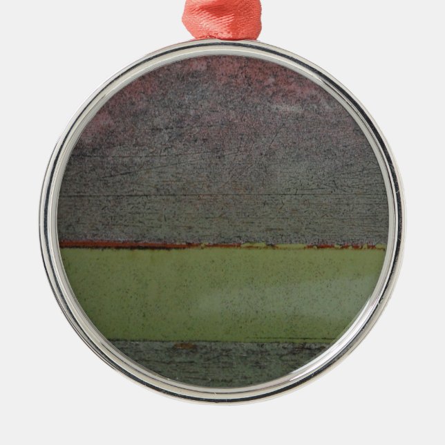 Teal Blue  Pink Green rusted Metal Ornament (Front)