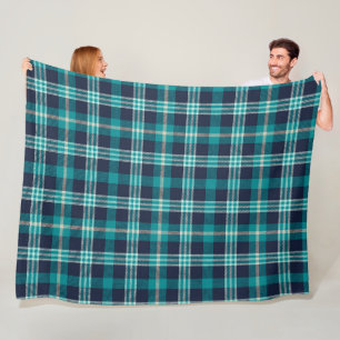 Teal Blue Plaid Pattern: Adding a Classic Touch Fleece Blanket