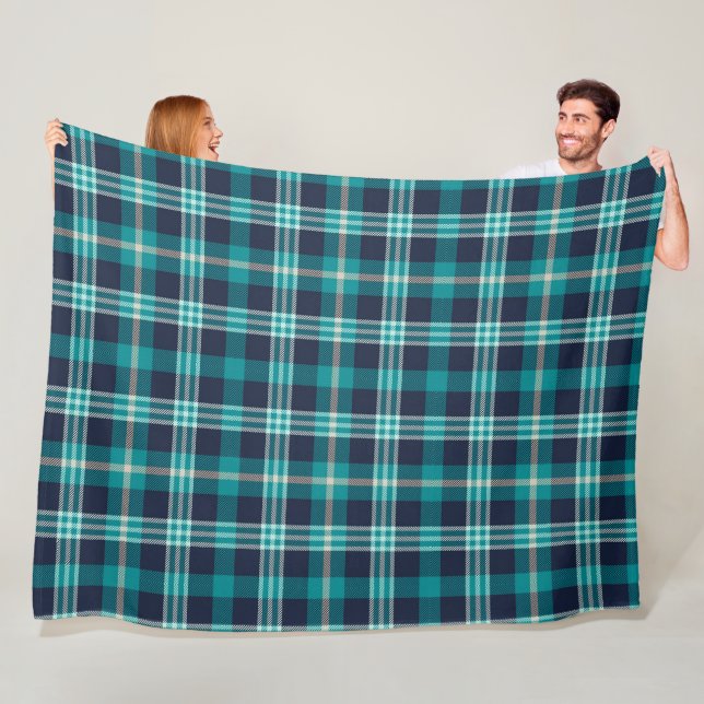 Teal Blue Plaid Pattern: Adding a Classic Touch  Fleece Blanket (In Situ)