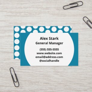 Teal Blue Polka Dot Business Cards