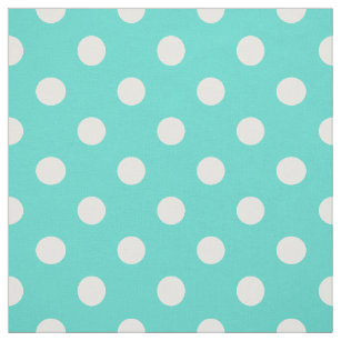 Teal Blue Polka Dot Pattern Fabric