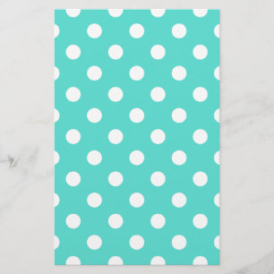Teal Blue Polka Dot Pattern Stationery
