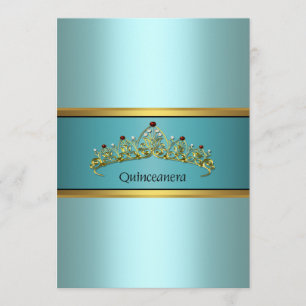 Teal Blue Princess Quinceanera Invitations