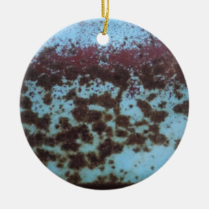 Teal Blue & Purple Rusted background Ceramic Ornament
