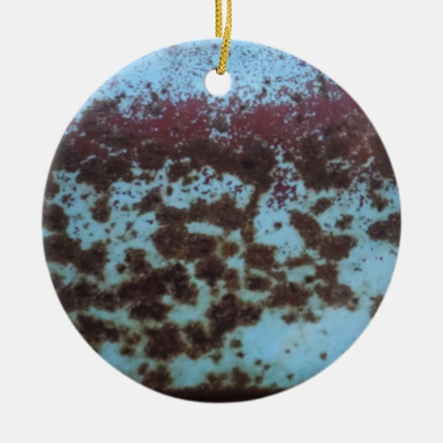 Teal Blue & Purple Rusted background Ceramic Ornament (Front)