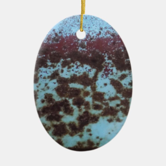 Teal Blue & Purple Rusted background Ceramic Ornament (Front)