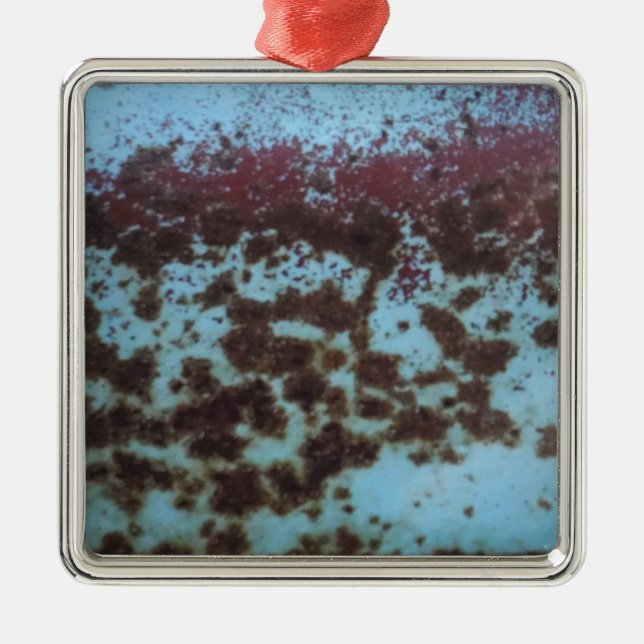 Teal Blue & Purple Rusted background Metal Ornament (Front)