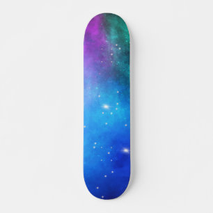 Teal Blue Purple Star Nebula Space Galaxy Universe Skateboard