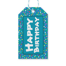 Teal Blue Rainbow Confetti Happy Birthday Gift