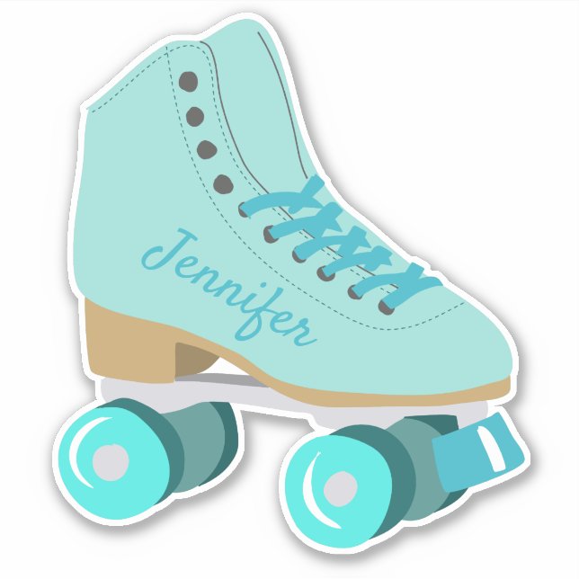 Teal Blue Retro Quad Roller Skate Personalized (Front)