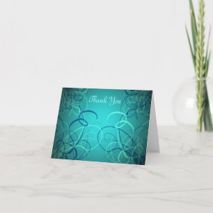 Teal blue ribbons Thank You card to personalize