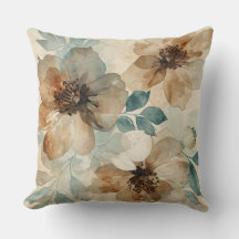 Teal Blue Rust Cream Modern Farmhouse Floral