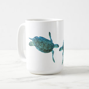 Teal Blue Sea Turtles Ocean Elegant Beach Coffee Mug