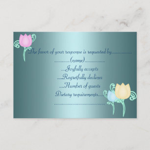 teal blue shimmer rsvp card