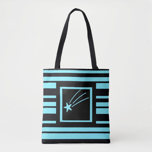 Teal Blue Shooting Star Tote Bag (Front)
