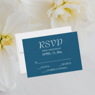 Teal Blue Simple Style Wedding RSVP Card
