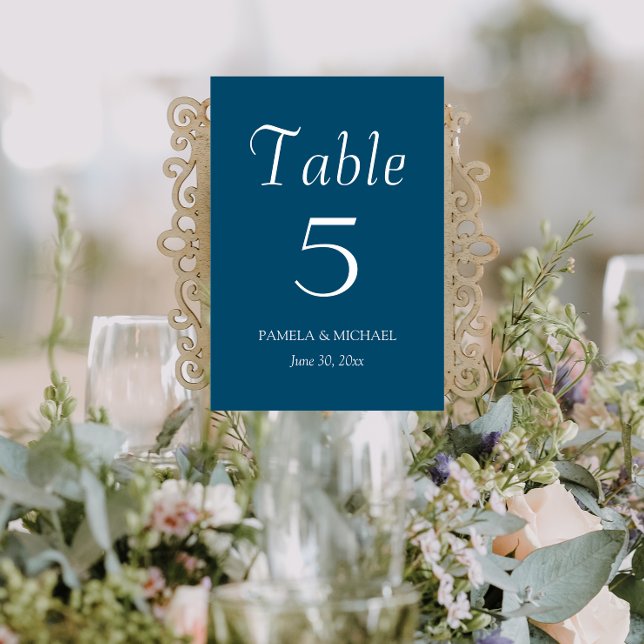 Teal Blue Simple Style Wedding Table Number (In Situ Wedding)
