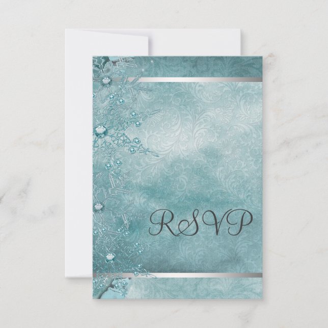 Teal Blue Snowflake Christian Christmas Party RSVP Invitation (Front)