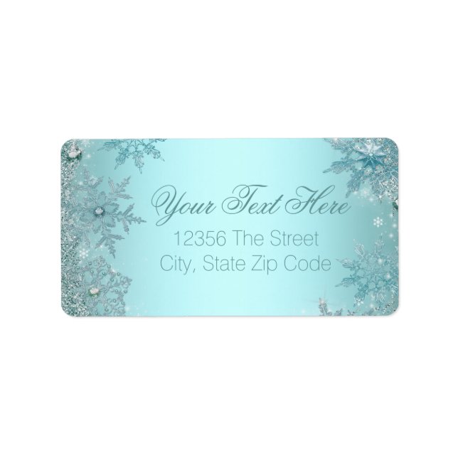 Teal Blue Snowflake Label (Front)