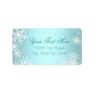 Teal Blue Snowflake Label