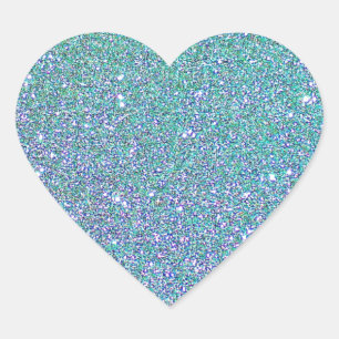 Teal Blue Sparkle Glitter Texture Pattern Heart Sticker