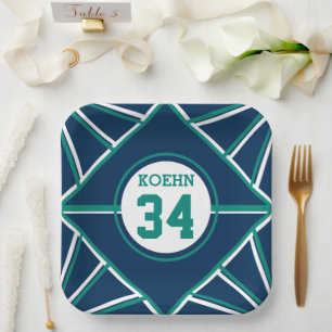 Teal & Blue Sports Theme Paper Plates