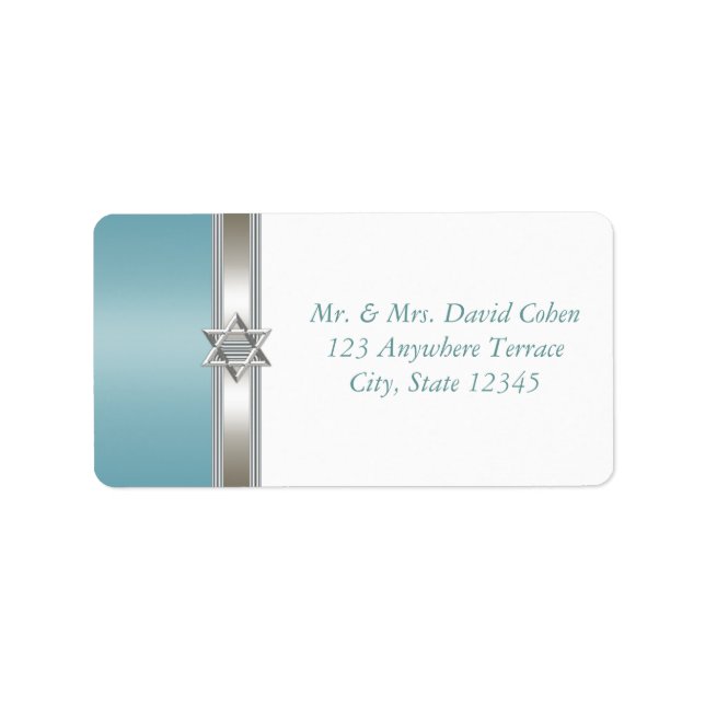 Teal Blue Star of David Address Labels (Front)
