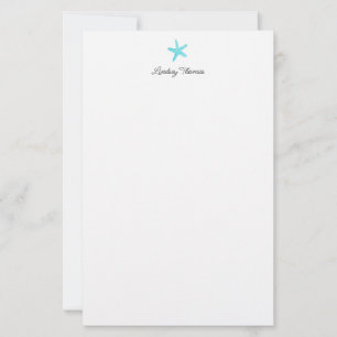 Teal Blue Starfish Personalized Stationery Paper