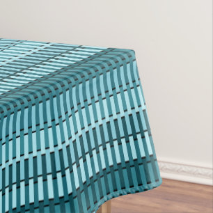 Teal Blue Stylish Modern Abstract Stripe Pattern Tablecloth