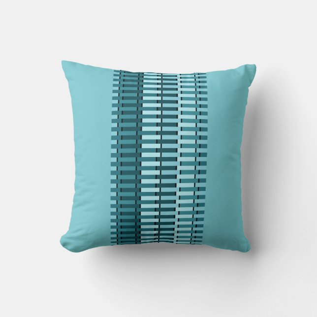 Teal Blue Stylish Modern Abstract Stripe Pattern Throw Pillow (Front)
