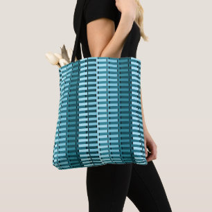 Teal Blue Stylish Modern Abstract Stripe Pattern Tote Bag