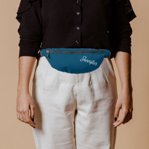 Teal Blue Stylized Bridesmaid Name Fanny Pack