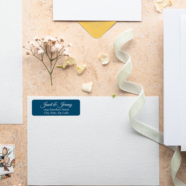 Teal Blue Stylized Names Wedding Return Address (In Situ Wedding)