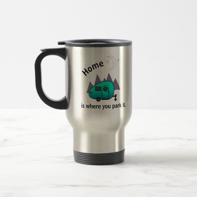 Teal Blue Teardrop Camper Trailer Mug (Left)