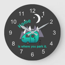 Teal Blue Teardrop Camper Trailer Wall Clock