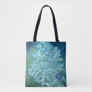 Teal & Blue Tote Bag, Wolf Willow Plant