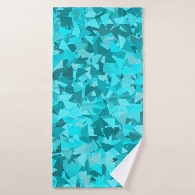 Teal Blue Triangle Pattern Bath Towel (Bath Towel)