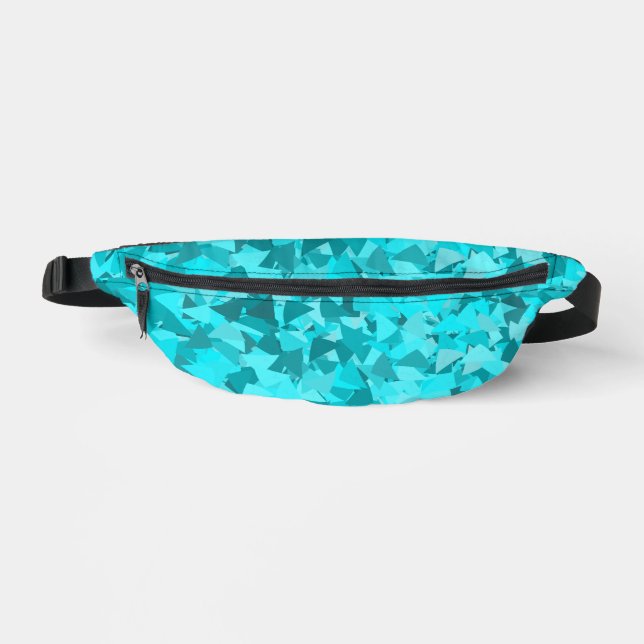 Teal Blue Triangle Pattern Fanny Pack (Front)