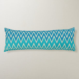 Teal Blue, turquoise and Green Zigzags   Body Pillow