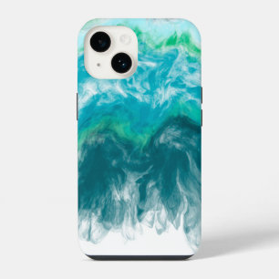 Teal Blue Turquoise Digital Ocean Fluid Art iPhone 14 Case