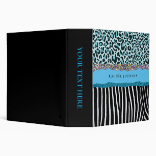 Teal Blue Turquoise Girly Modern Glam Retro Binder