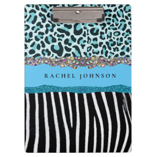 Teal Blue Turquoise Girly Modern Glam Retro Clipboard