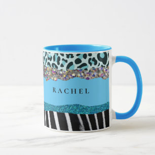 Teal Blue Turquoise Girly Modern Glam Retro Mug
