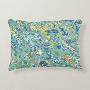 Teal Blue Turquoise Green Chic Unique Pattern  Accent Pillow