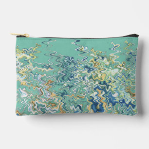Teal Blue Turquoise Green Chic Unique Pattern Accessory Pouch