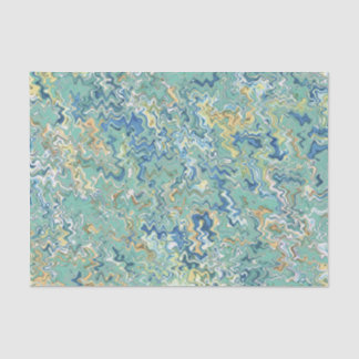 Teal Blue Turquoise Green Chic Unique Pattern Tissue Paper