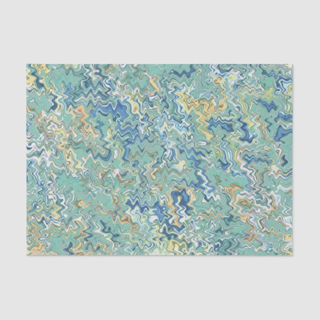 Teal Blue Turquoise Green Chic Unique Pattern  Tissue Paper (Front)